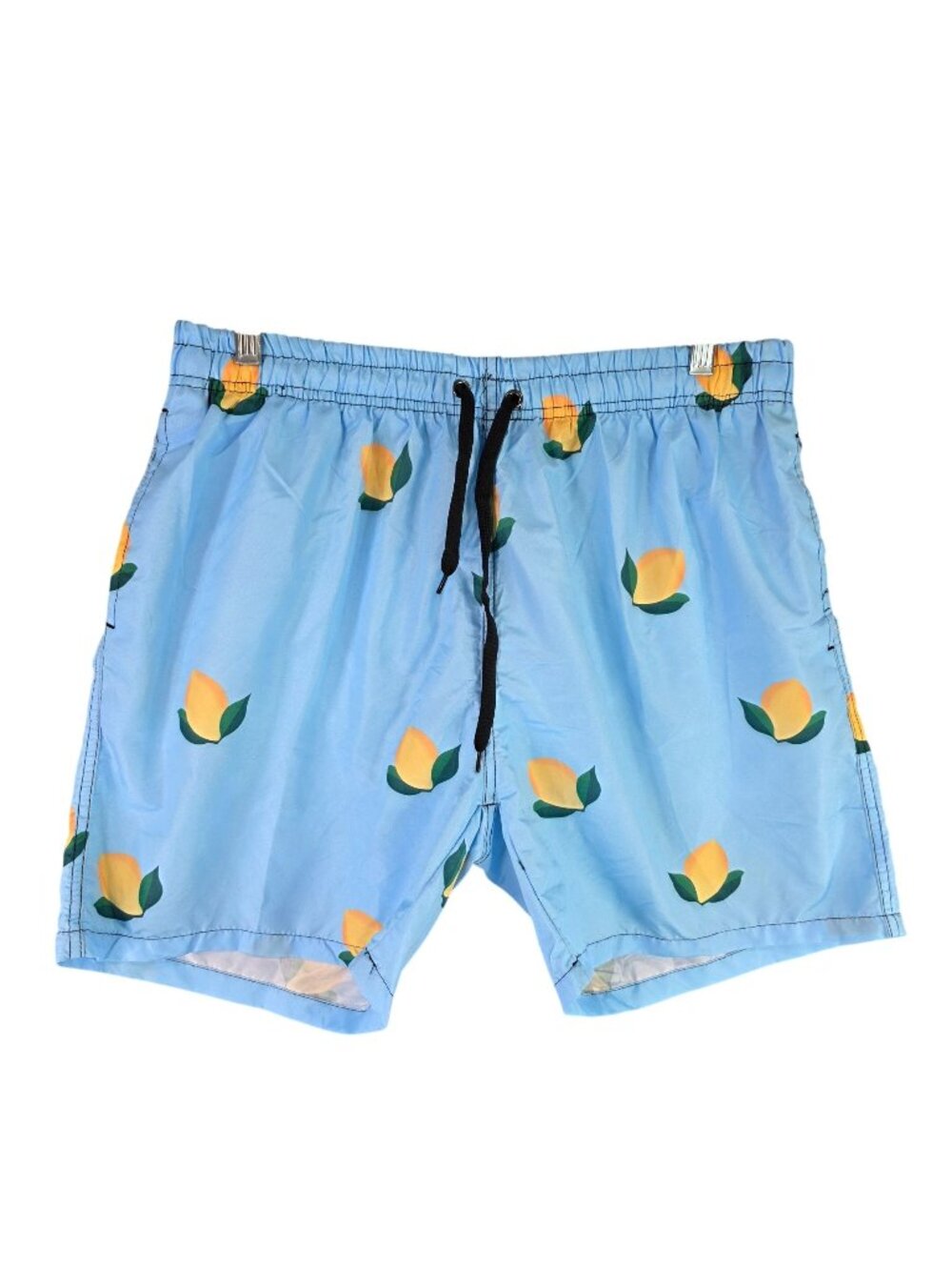 Mens Silver Stone Blue & Yellow Flower Print Swim Trunks Elastic Waist Size XL